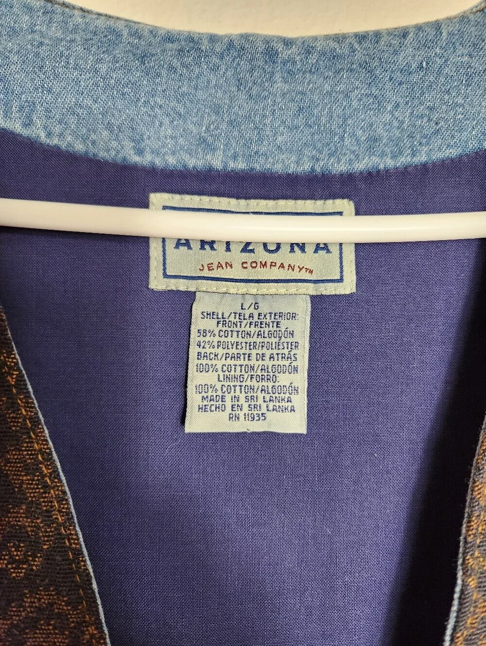 Arizona VTG 90s Mens |L| Southwestern Tapestry Front Denim Buttonfront Vest